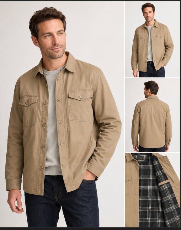 valor collective Other - NWT Valor Men's Tan Trucker Front Plaid Lined Button Chore Jacket Menswear